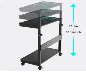 Adjustable height, computer, desk, rolling tray