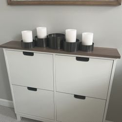 Crate & Barrel 5 metal candle holder - heavy