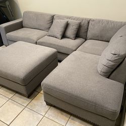 FREE DELIVERY AND INSTALLATION - ThomasVille Fabric Sectional Gray Color ((WE DO NOT HAVE OTTOMAN ANYMORE))