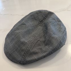 Men’s Gray Plaid Flat Cap XL
