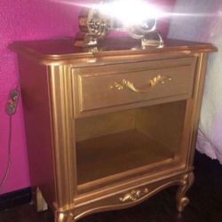 BLACK FRIDAY DEAL Was $199 ! Classy Gold Nightstand Bedside Golden Night Table Bed Commode Side Cabinet Gold Furniture Drawer Library Books 