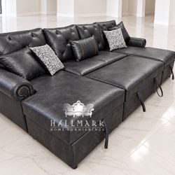 Leather Sleeper Sectionals (+Storage)