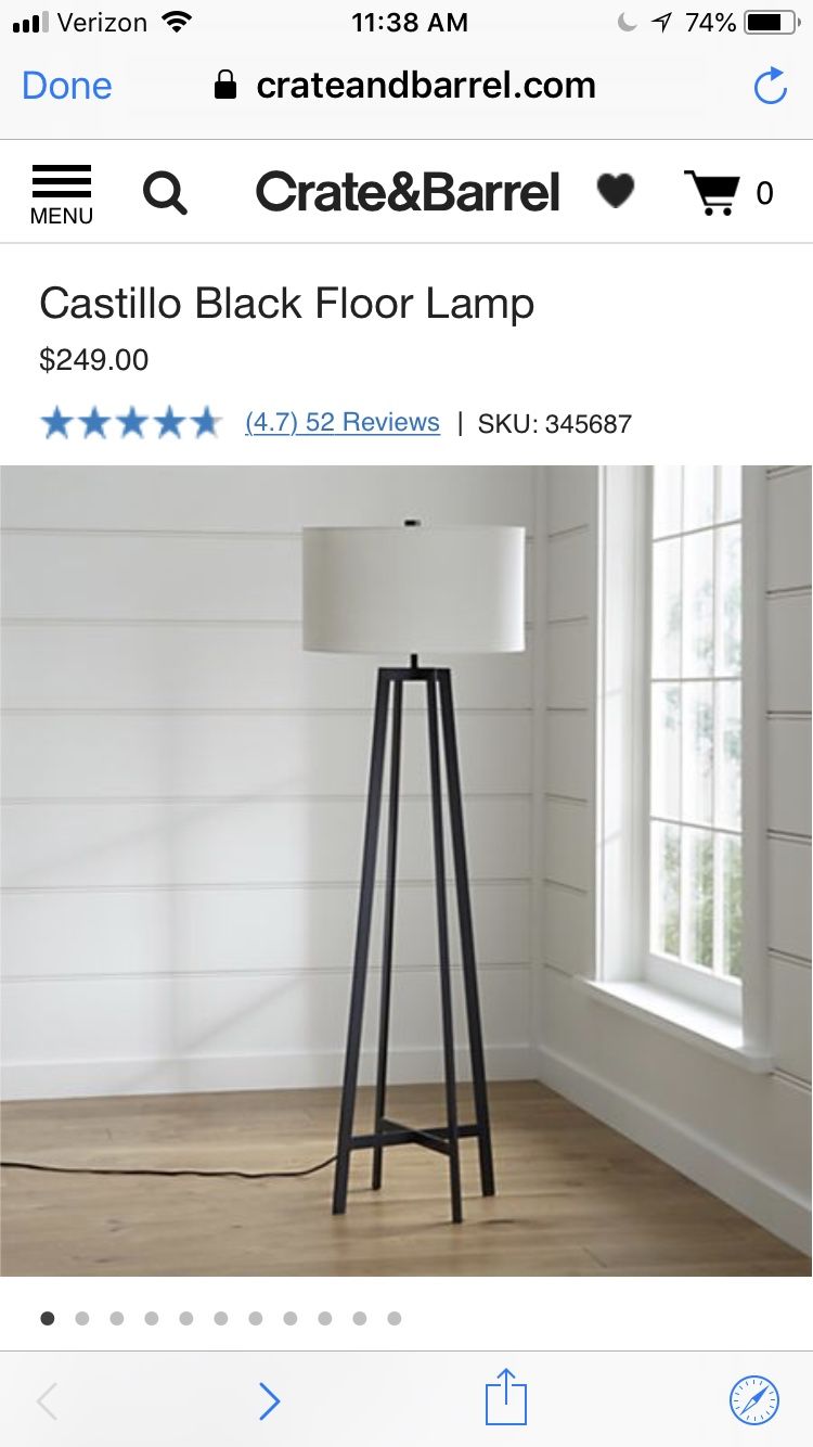 Castillo Floor Lamp from Crate&Barrel -Like New- $160 - Negotiable