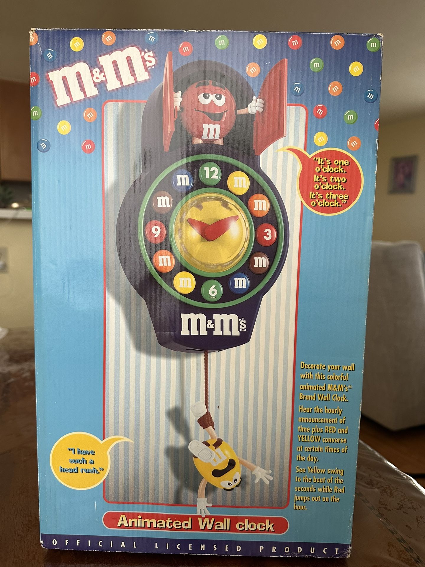M&M Animated Wall Clock NEW