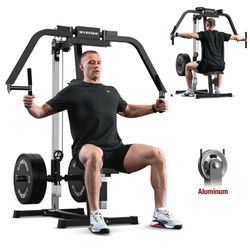 GMWD Chest Fly & Reverse Delt Machine, Plate-Loaded Pec Deck, 400 LBS Upper Body Specialty Machine, 4-Level Seat, 2:1 Ratio, Aluminum Pulleys, Compact