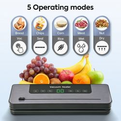 Vacuum Sealing Machine,Compact Sealing System Vacuum Sealer,Portable Strong Suction Power Food Sealer,External with Cutter,Easy to Operate