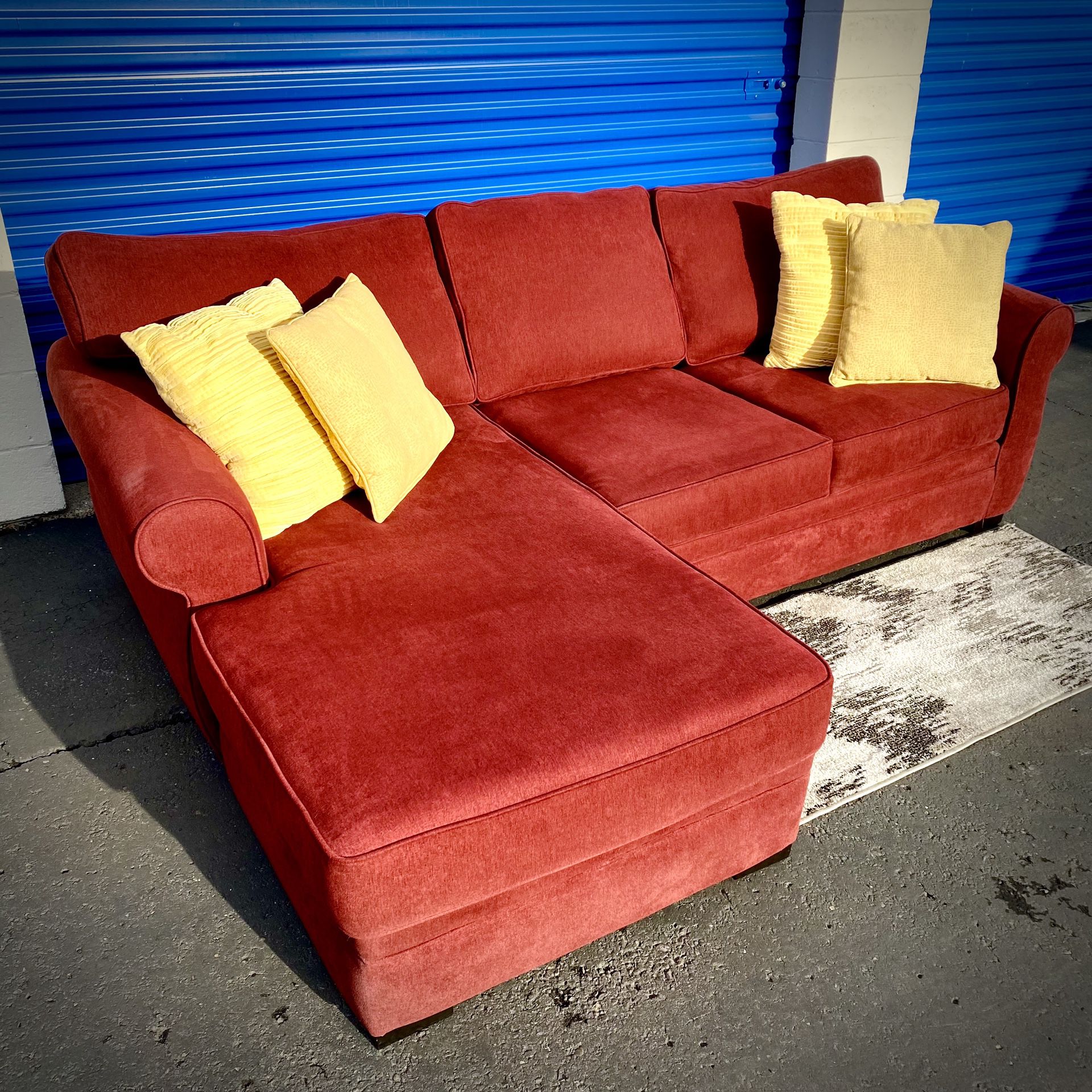 Red Modern Corduroy Sectional Sofa