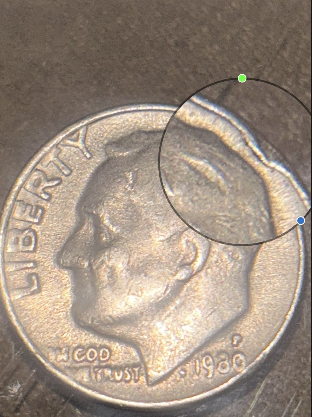 1980 P Mint Dime Rare Error Coin