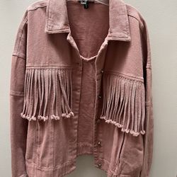 Fringed Blush EUC Jean Jacket 