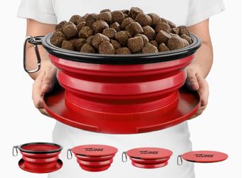 Collapsible Dog Bowls | Convenient Dog Travel Bowls w/Storage Lid | Keeps Pups Hydrated and Full | Portable Dog Water Bowl
