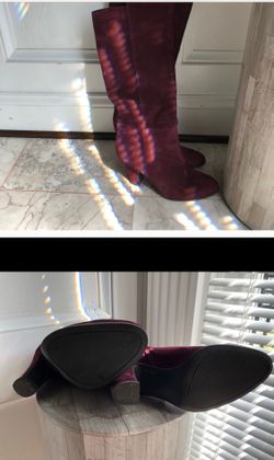 Suede burgundy knee length boots sz 6.5