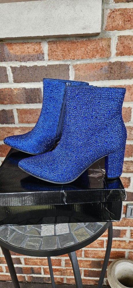 Blue Rhinestone Booties 