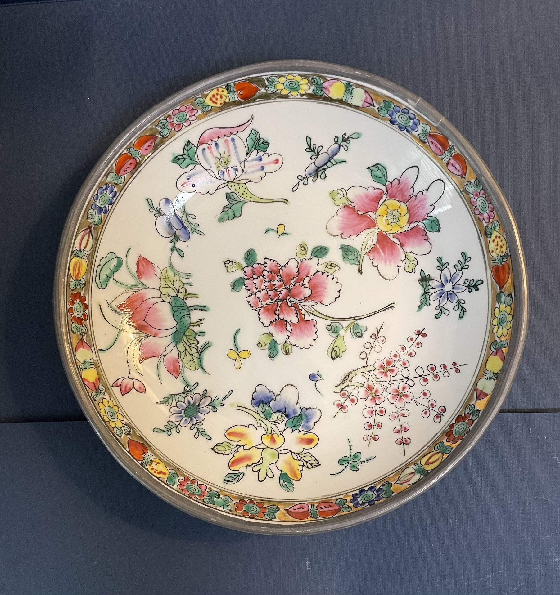 Vintage Japanese Porcelain Ware Bowl/pewter