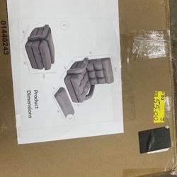 Gray Steel Folding Floor Armchair with 6-Position Adjustable Back and Lumbar Pillow