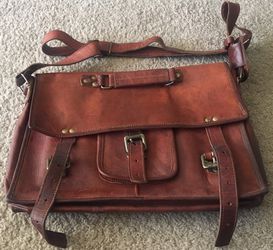 15 inch leather unisex messenger bag