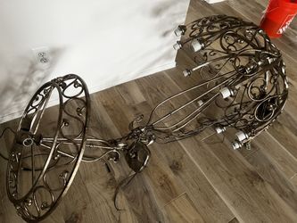 Large Wrought Iron Chandelier – Ornate Scroll Design