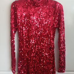 GIRL'S SIZE 14/16 RED SEQUIN MINI DRESS 