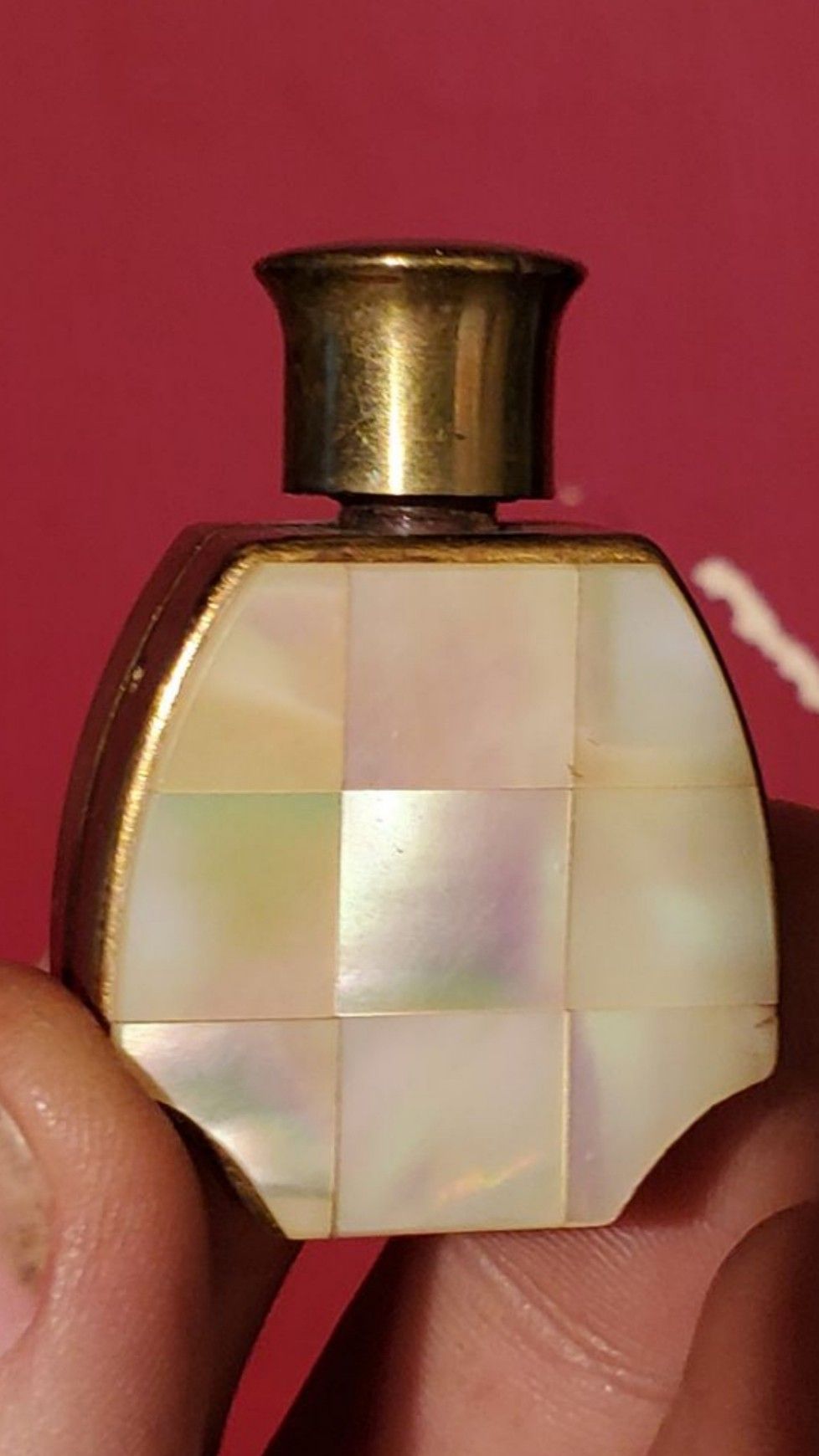 Antique miniature perfume bottle W/mother of pearl inlay made in Japan