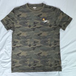 Shirt Mens Medium Green Camouflage Short Sleeve Graphic Logo Stretch 