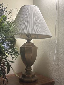 2 Antique Pair copper lamp brass