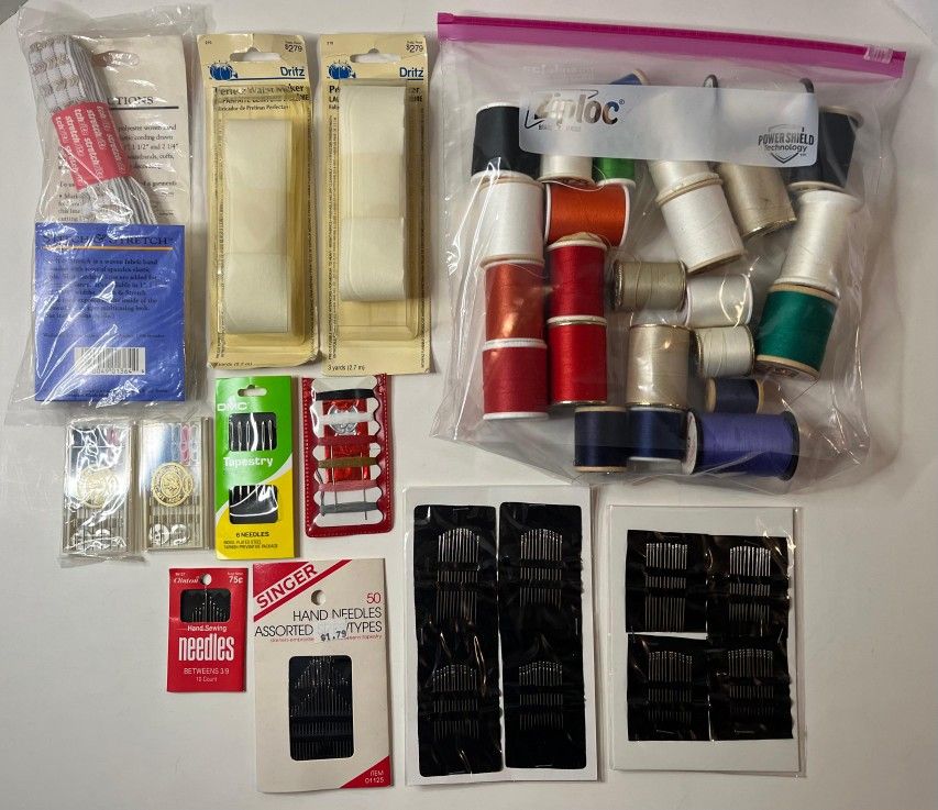 Lot of Vintage Sewing Items - Needles, Sewing threads, Kits, Waist Makers & more