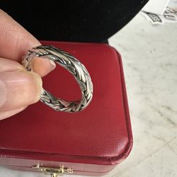 925 Solid Sterling Silver Braided Band Ring, Size 10.25, Marked 925 , Very Nice Ring