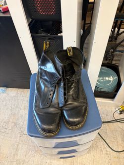 Dr. Martens Black Leather Lace-Up Boots Size 16