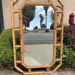 Vintage Cane Framed Mirror 
