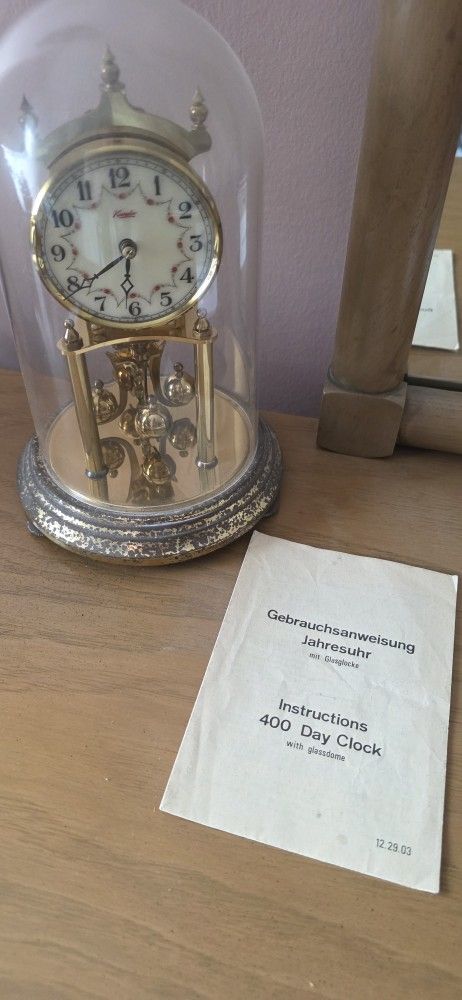 Vintage Kundo Kieninger Obergfell Anniversary Glass Dome Clock