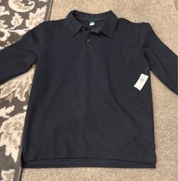 Old Navy Boys Long Sleeve Polo Shirt XL 14/16 Dark Gray - Brand New