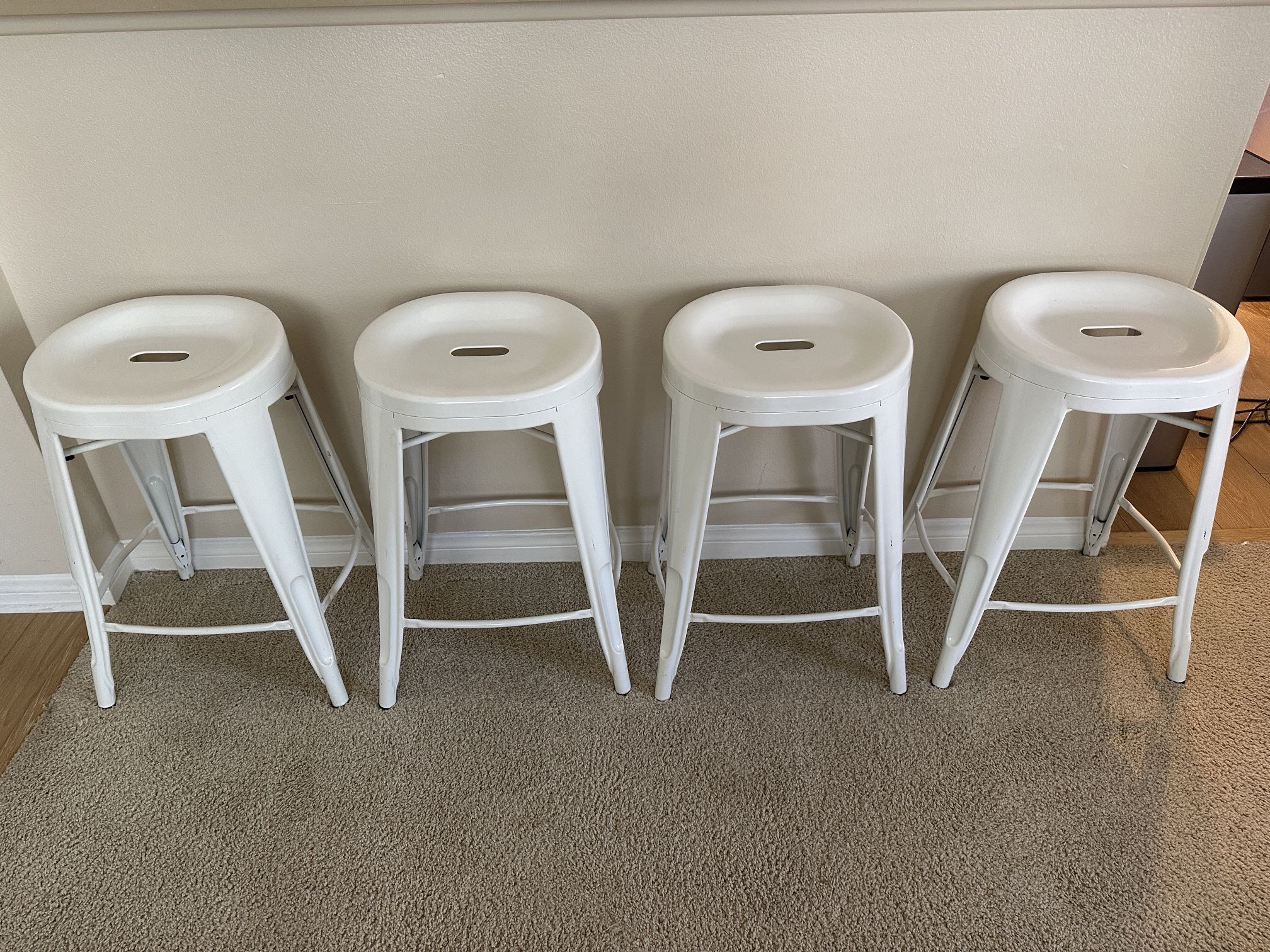 Set Of 4 White Chair Stools