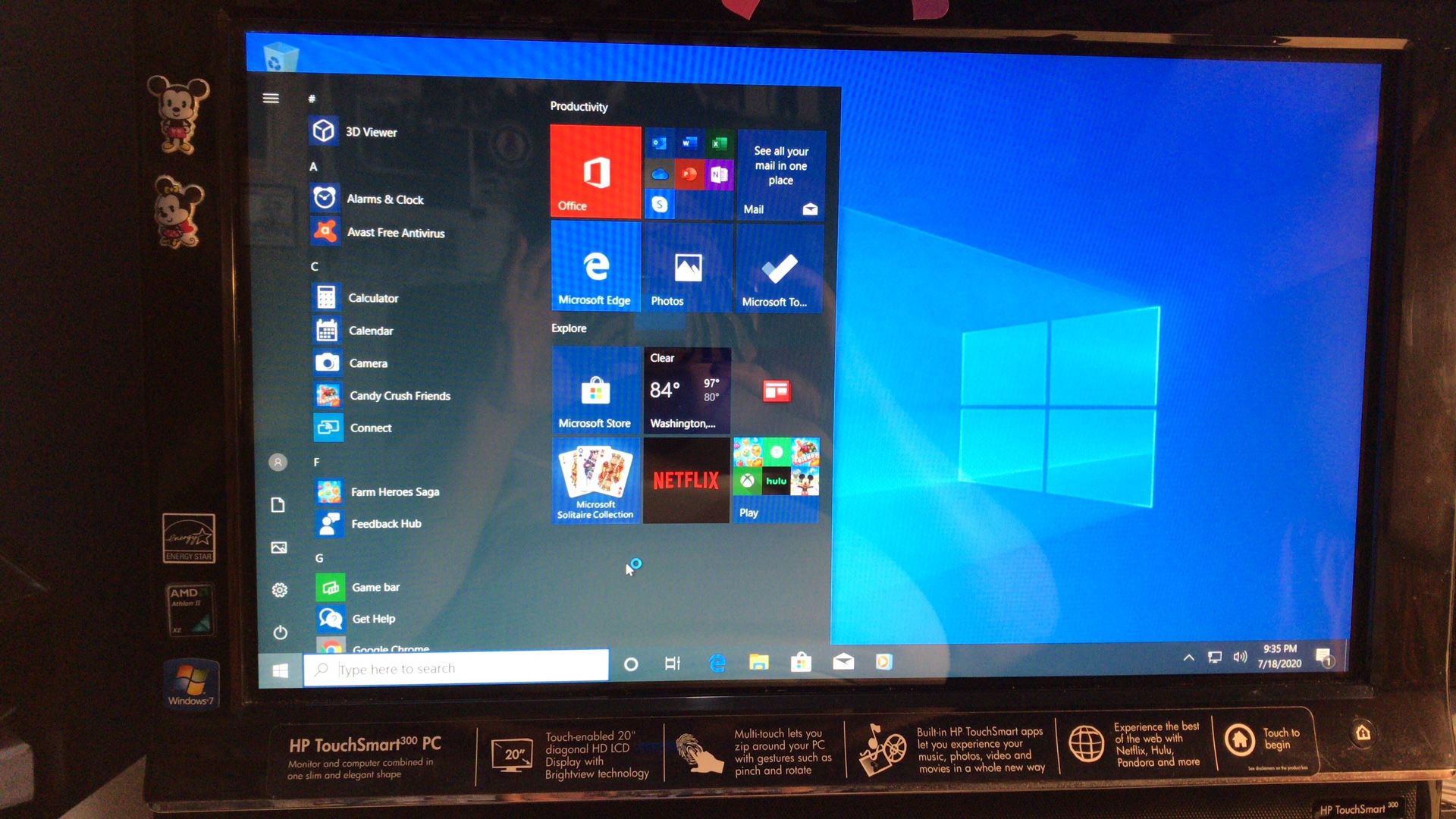 HP All In One Touch Screen 300 Windows 10