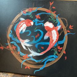 Koi Harmony Circle Painting 