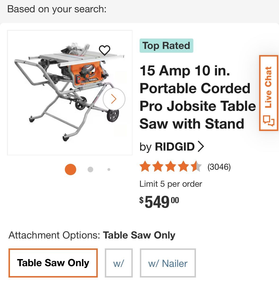 15 Amp 10 in. Portable Corded Pro Jobsite Table Saw with Stand