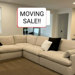 Beige Cloud Couch Modular Sectional Sofa 