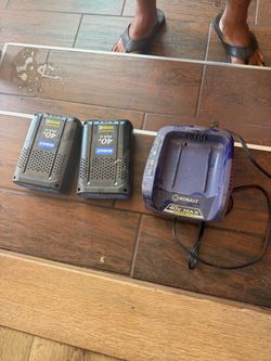 Two 40v kobalt batteries and charger