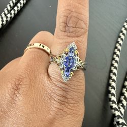 Natural Tanzanite Sterling Silver Ring Size 6 