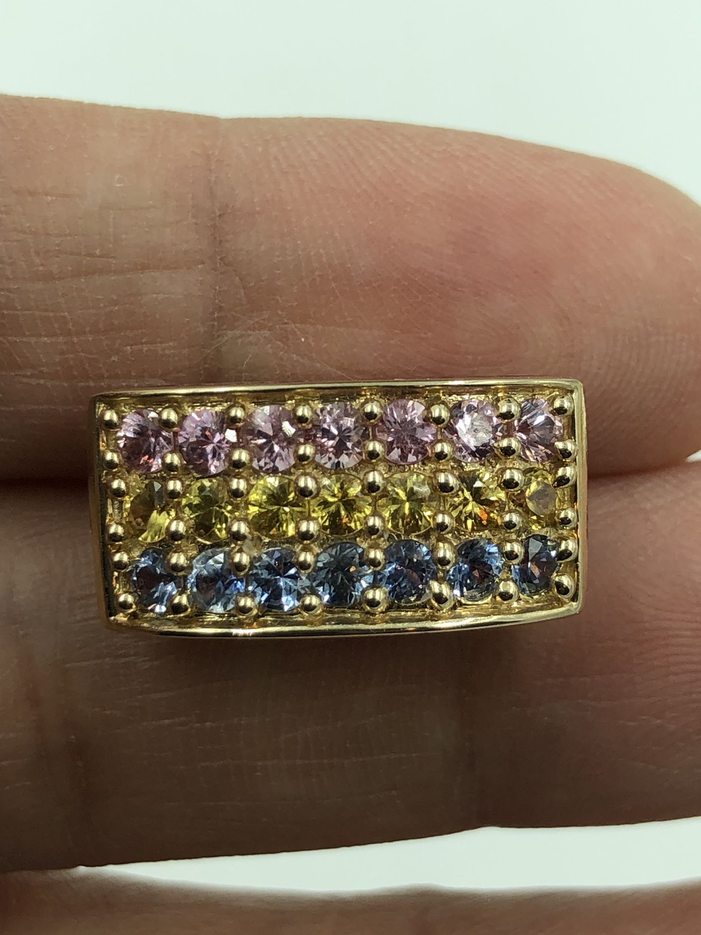 10K Yellow & Rose Gold Multicolor Gemstone Omega Slider Pendant