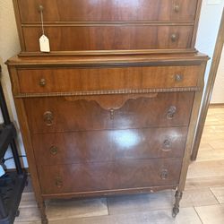 Antique Solid Wood, Highboy Dresser