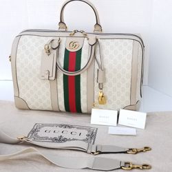 Amazing GUCCI GG Supreme Rare Monogram Web Small Savoy Duffle Weekend