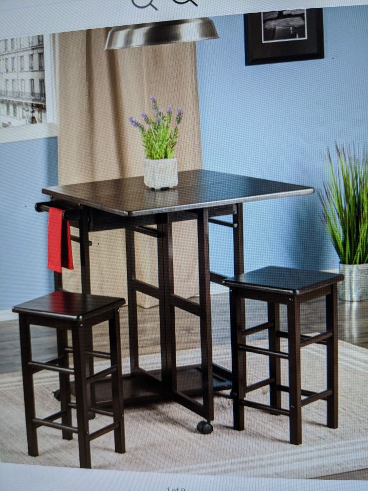 Brand New (in the box) Winsome Wood Suzanne 3-Piece Kitchen Set with Stools in Coffee Finish