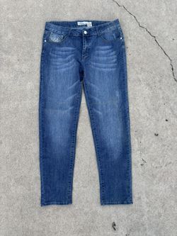 y2k botin jeans with rhinestones on back