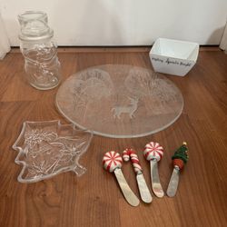 Christmas Dinnerware Decor Decorations Etched Glass