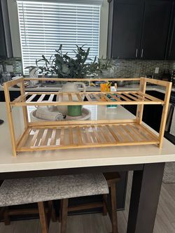 2-Tier Bamboo Countertop Shelf Organizer or shoe holder