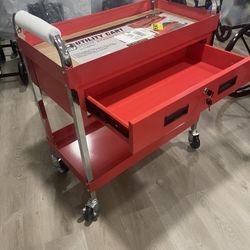 NEW - For Sale - Two Shelf Utility Cart with Drawer and lock