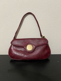 Vintage Liz Claiborne Leather Shoulder Bag Classic Wristlet - Garnet Red NWT