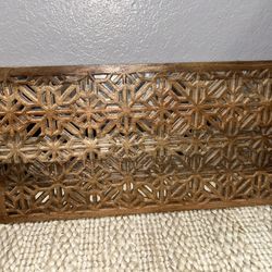 Beautiful Heavy High End Intricate  Boho Wood With Mirror Behind