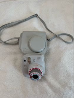 NEW FUJI INSTAX MINI 9 SILVER CAMERA DECORATED WITH INSTAX STICKERS   AND SILVER CASE WITH STRAP. TESTED WORKS