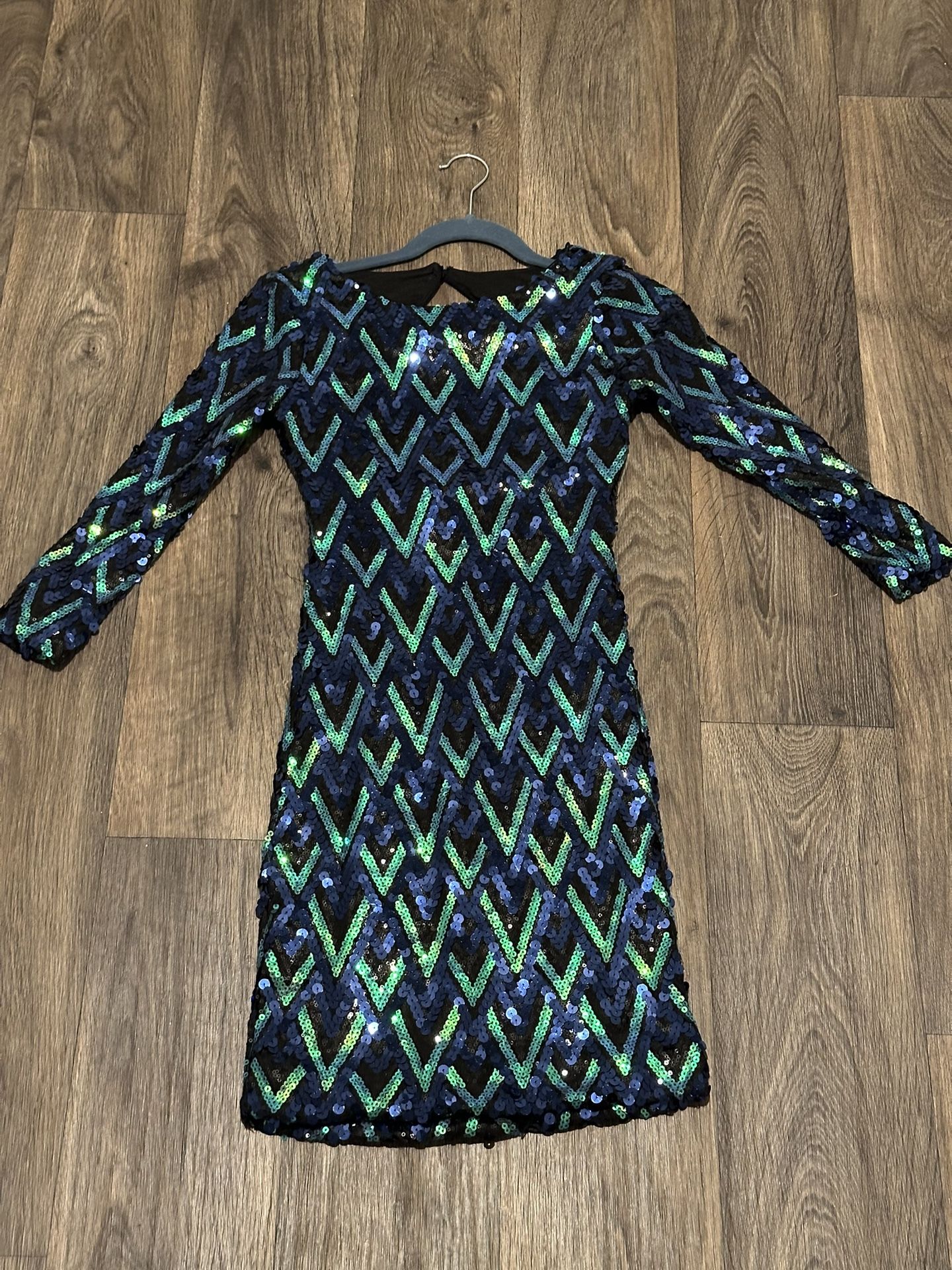 Blue & Green Sequin Bodycon Dress