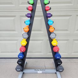 Neoprene 1-15lb Dumbbell Set with Storage Rack Tree